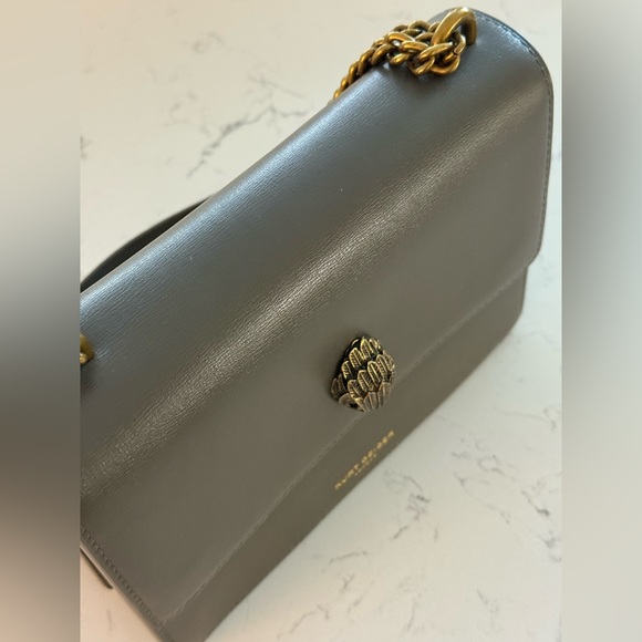 KURT GEIGER SHOREDITCH Taupe Green Crossbody Shoulder Bag Gold Chain Medium - Picture 2 of 7